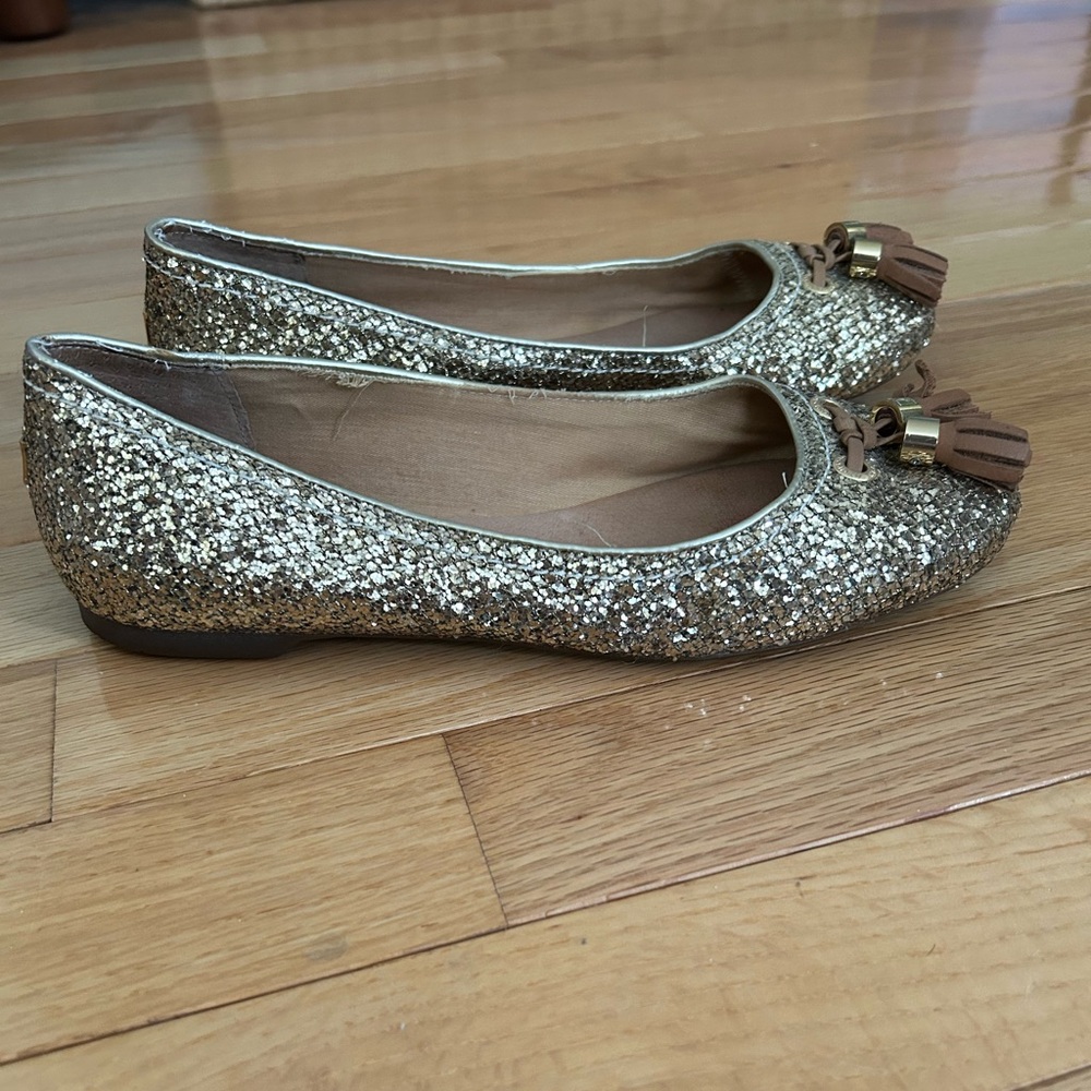 Sperry Gold Glitter Tassel Flats